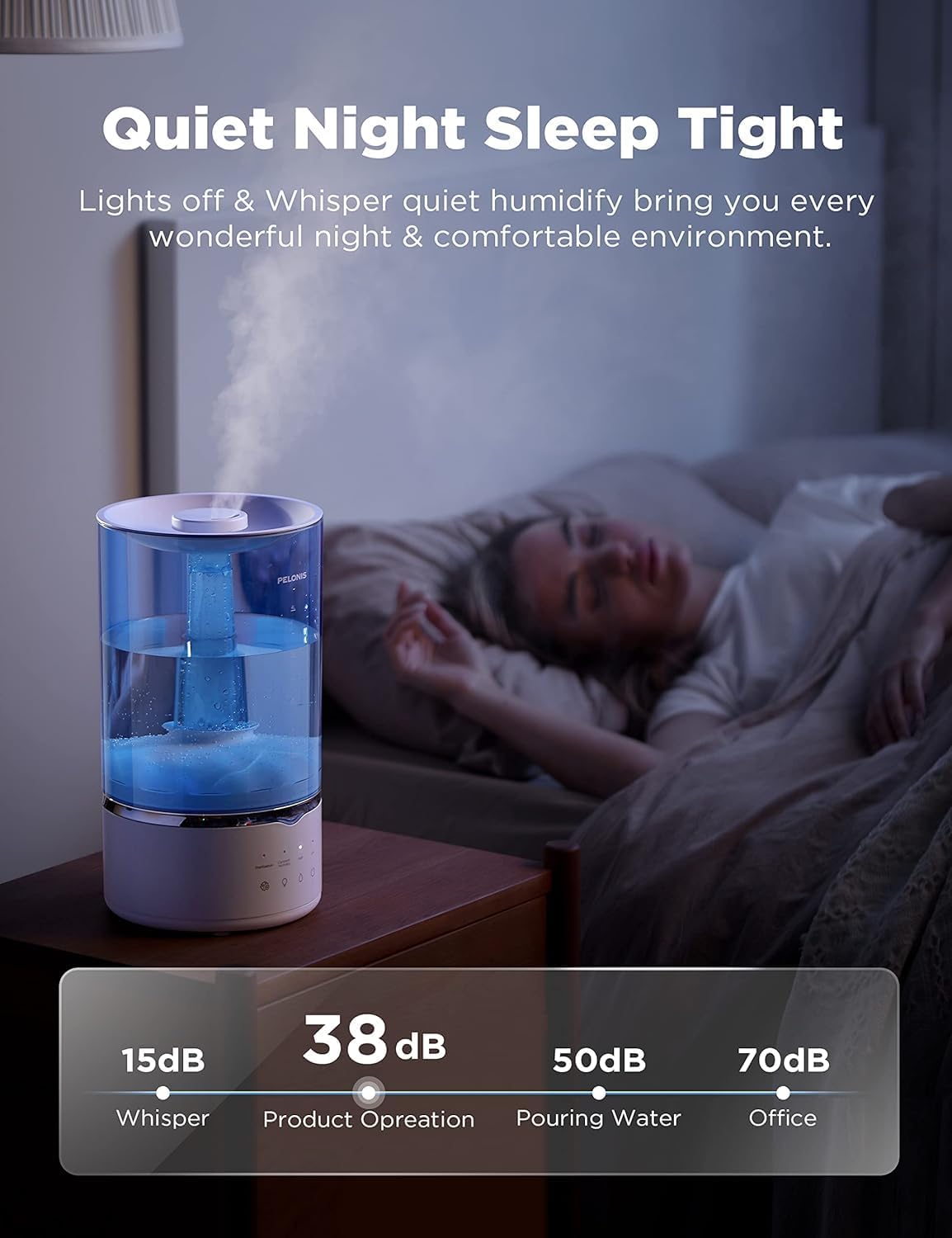 Pelonis Humidificadores de niebla cálida y fría para dormitorio, habitación...