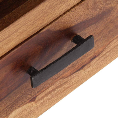 Mueble de TV de madera maciza Sheesham rústico, resistente, 2 cajones,