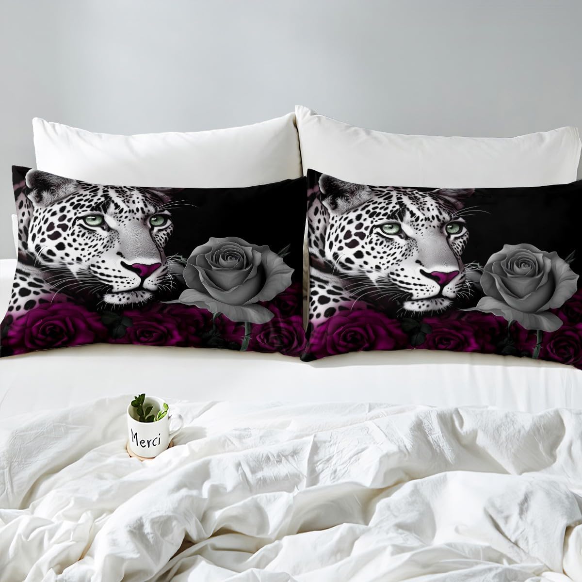 Juego de ropa de cama, matrimonial con funda de edredón con temática de safari...