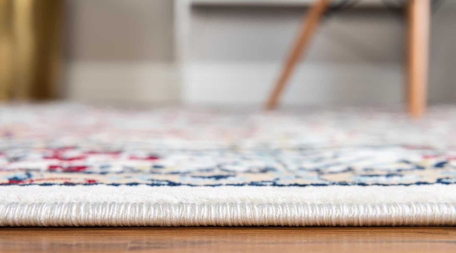 Rugs.com Rabia Collection - Alfombra baja marfil de 5 x 8 pies, perfecta para...