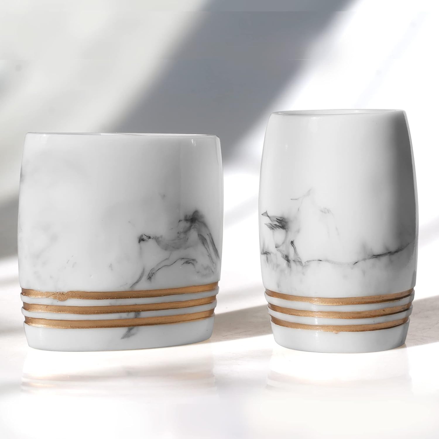 Juego de 4 accesorios de baño de resina que incluye vaso, jabonera, dispensador...