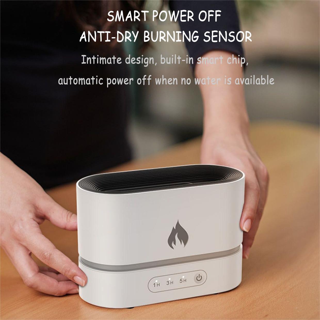 Difusor de aroma de atmósfera de llama tres en uno, humidificador, luz nocturna