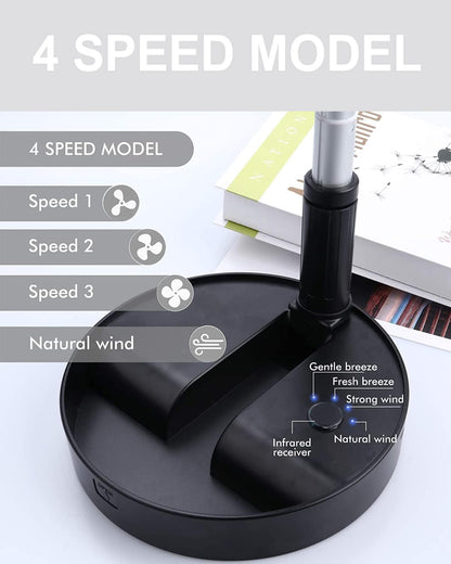 Ventilador de escritorio y mesa, plegable con temporizador de control remoto,