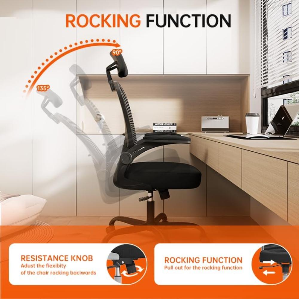 Silla de oficina Synorla Negro ergonómica de 330 libras