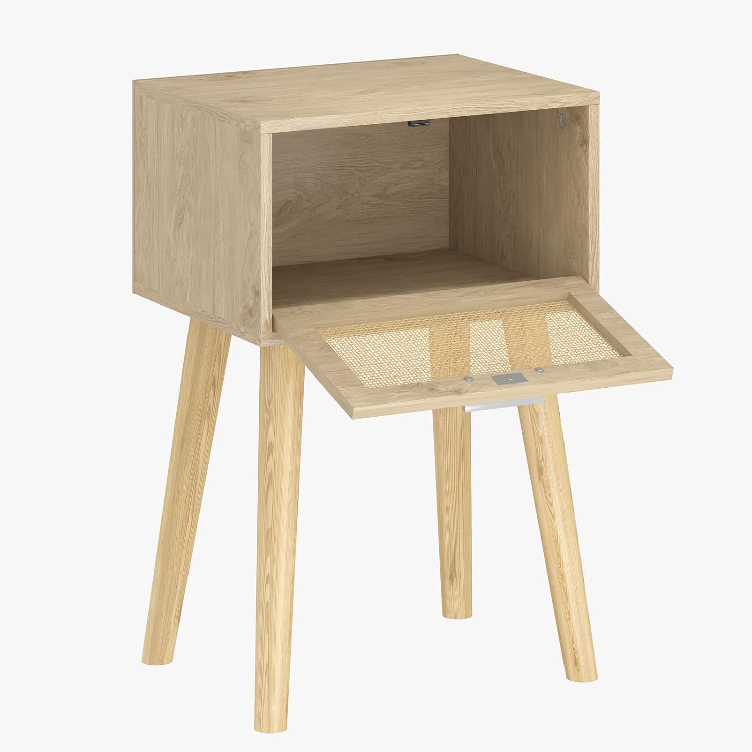 LAATOOREE Juego de 2 mesitas de noche, mesa auxiliar bohemia con pies de madera...