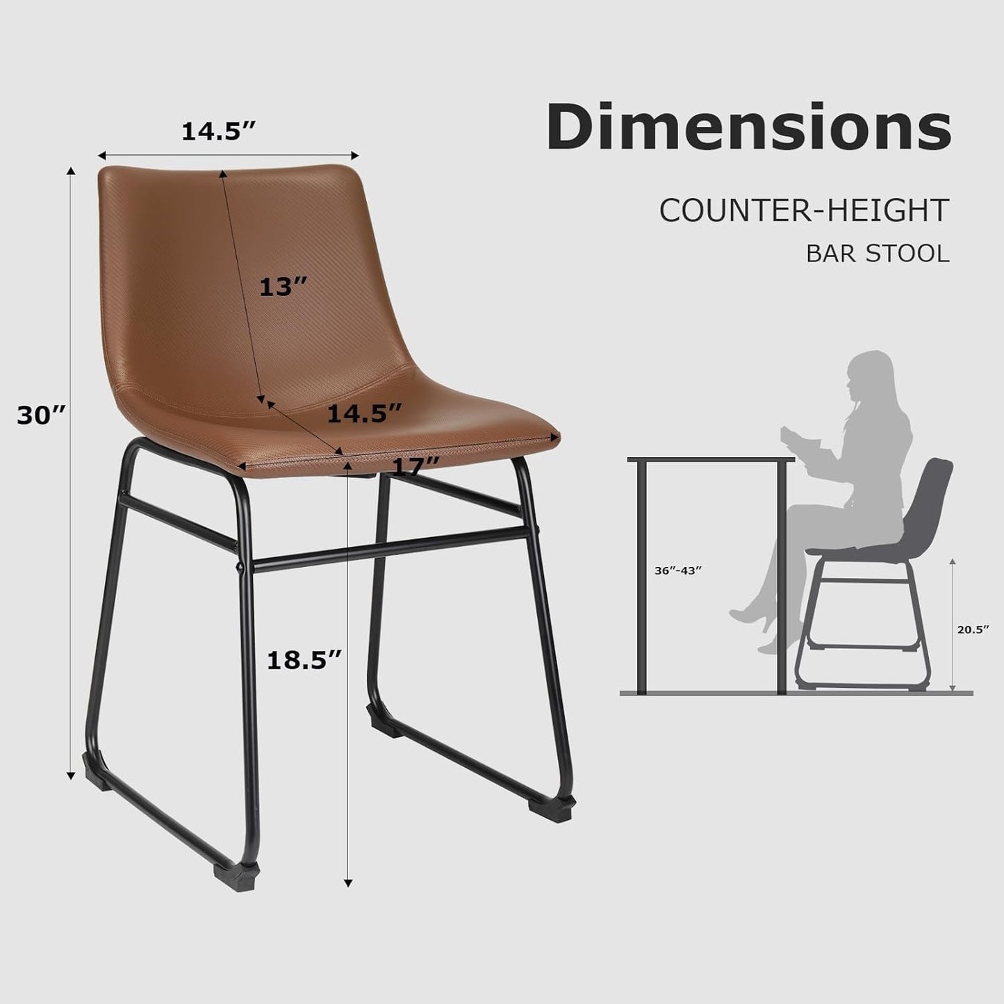 Sillas de comedor de 18 pulgadas, silla de comedor con respaldo, silla de bar