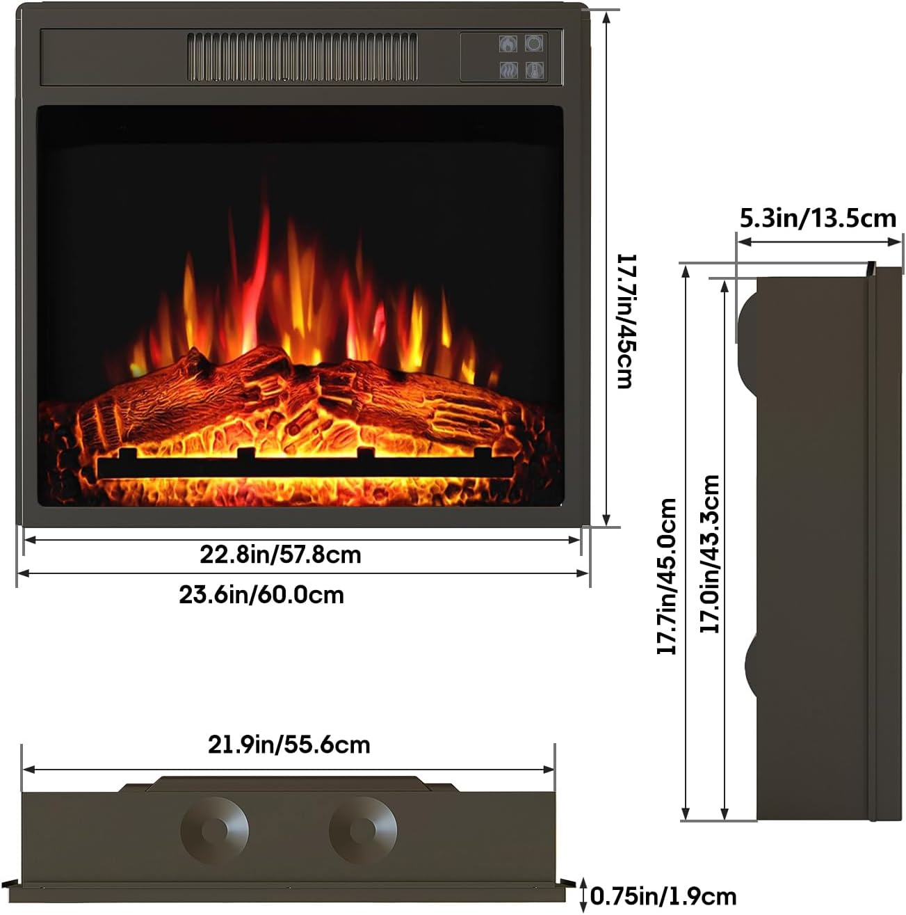 Inserto de chimenea eléctrica de 23 pulgadas, calentador de chimenea empotrado...