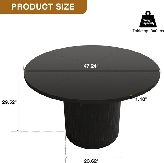 Mesa de comedor redonda para 4, moderna mesa de cocina de granja, mesas de