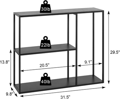 Mesa consola de metal con estante de almacenamiento de 3 niveles, mesa de