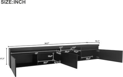 LUMISOL Soporte de TV LED con 2 estantes de vidrio, consola multimedia de alto...