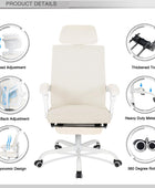 Qulomvs - Silla de oficina de malla ergonómica con reposapiés, reposacabezas y...