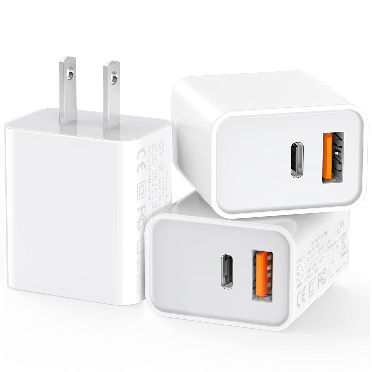CSODINCE Paquete de 3 cargadores de pared USB C, adaptador de corriente QC+PD...