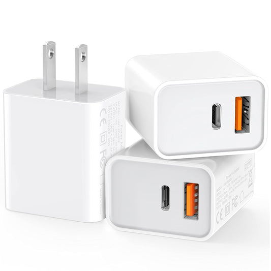 CSODINCE Paquete de 3 cargadores de pared USB C, adaptador de corriente QC+PD...