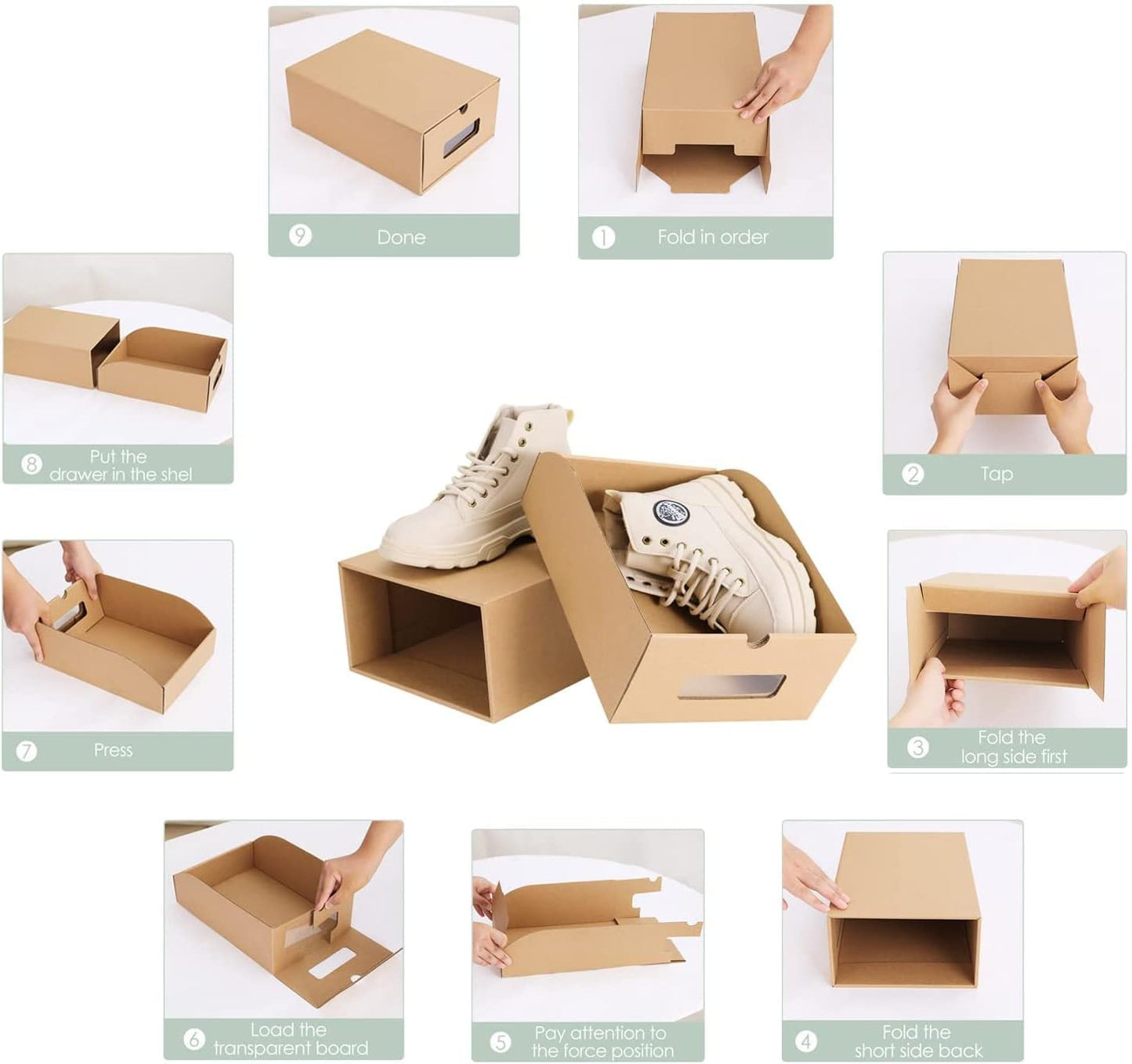 MYOYAY Paquete de 10 cajas de cartón para zapatos, cajas de almacenamiento