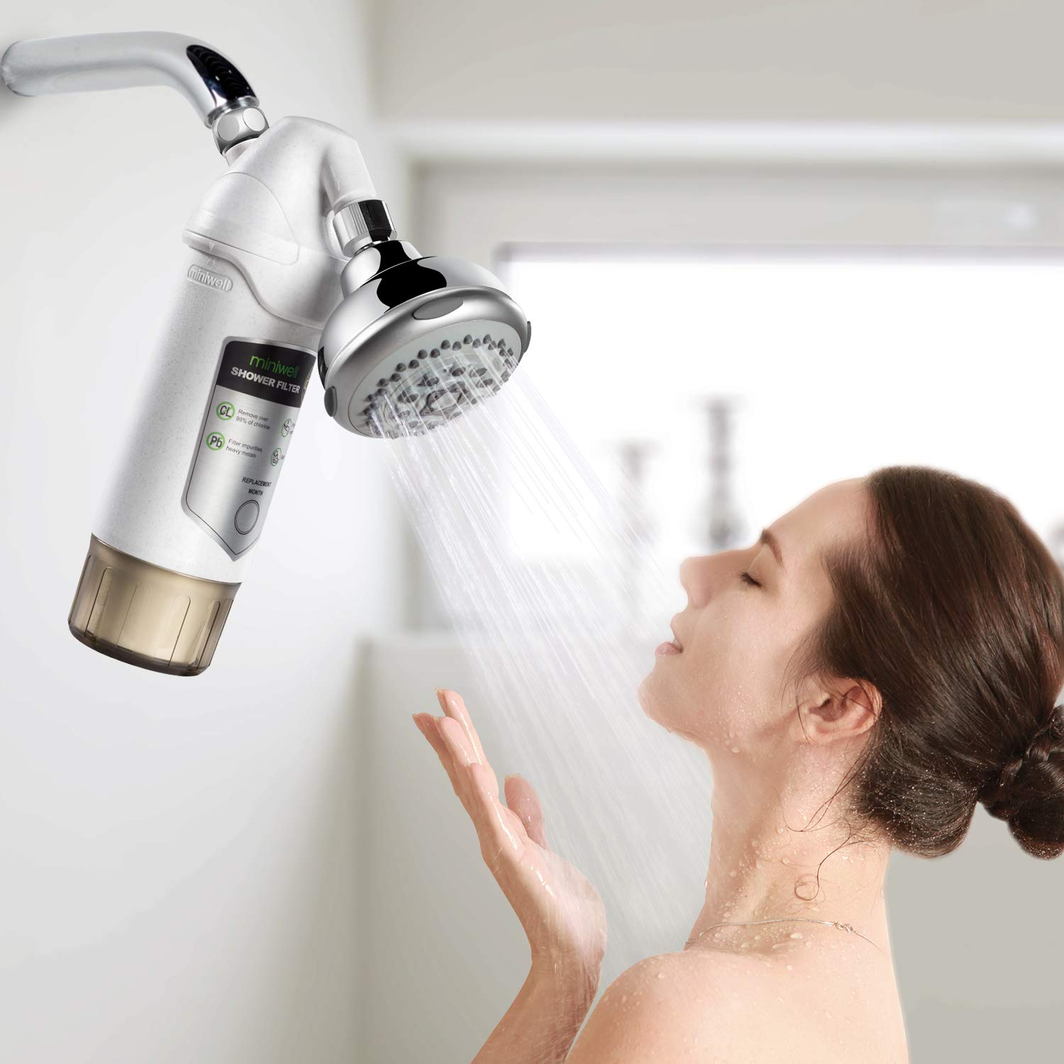 miniwell L720-Plus - Sistema de filtro de ducha para baño de agua dura y pozo,...