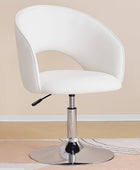 Furnimart Silla de tocador de cuero blanco, silla de acento ajustable en altura...