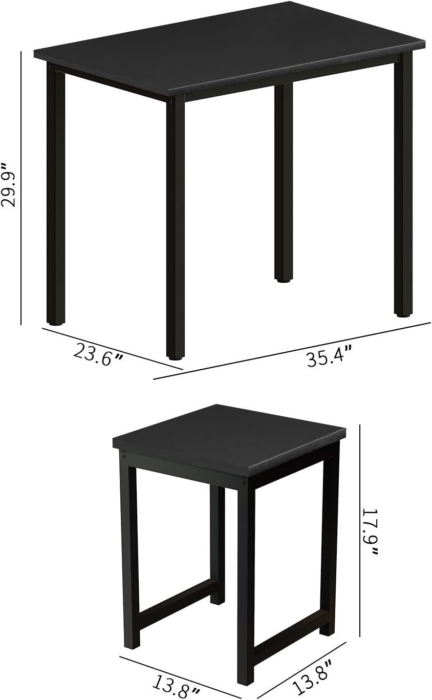 Juego de 2 mesas de comedor pequeñas para 2, mesa y sillas de bistró modernas,