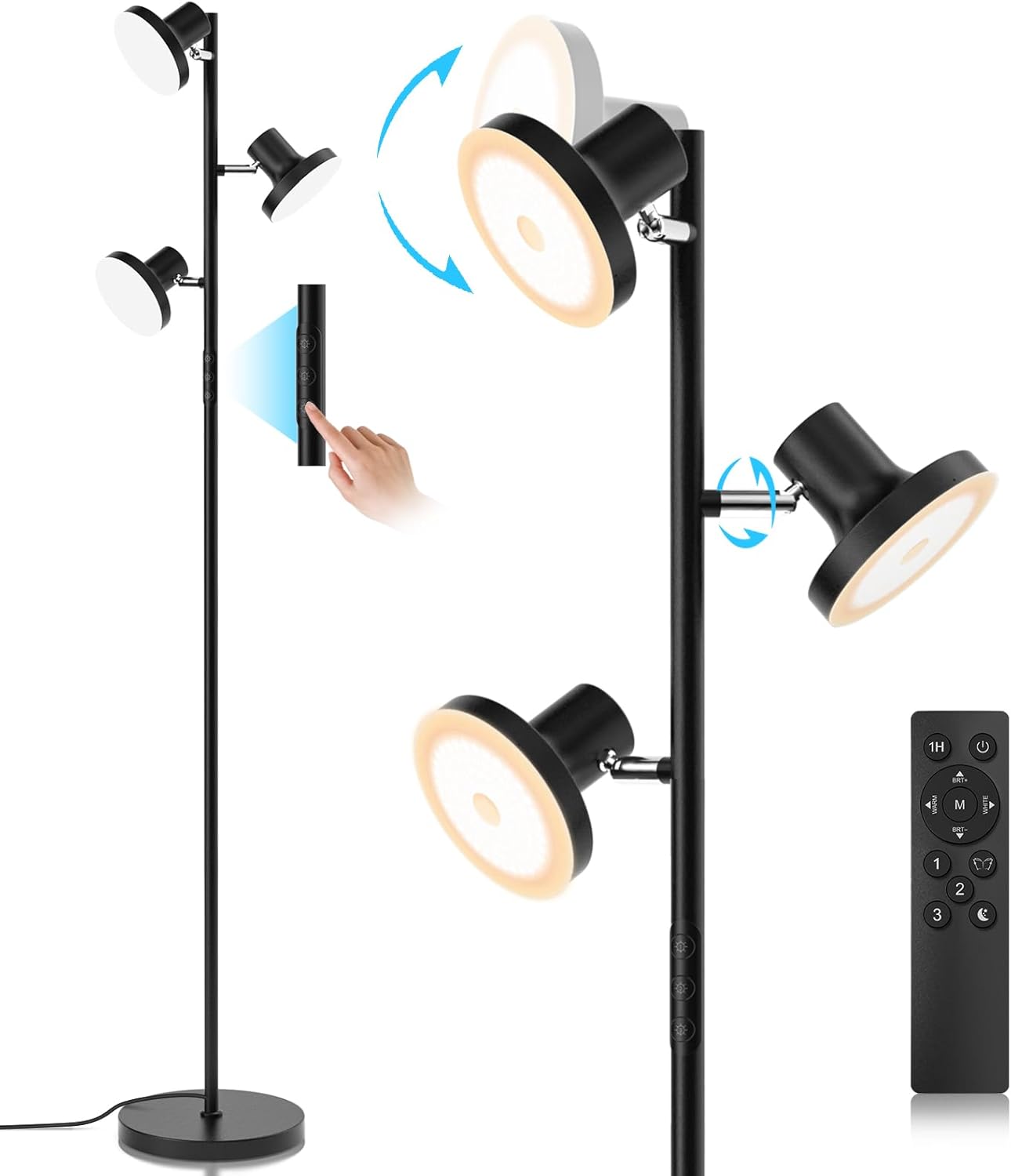 Lámpara De Pie LED De 36 W, Moderna Lámpara De Pie Regulable Con Control Remoto Y Táctil