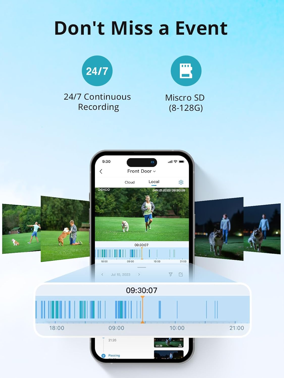 DEKCO - Cámara de seguridad para exteriores - Cámaras WiFi con cable giratorio...