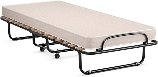 Cama plegable con colchón de 4 pulgadas, cama plegable con colchón de espuma