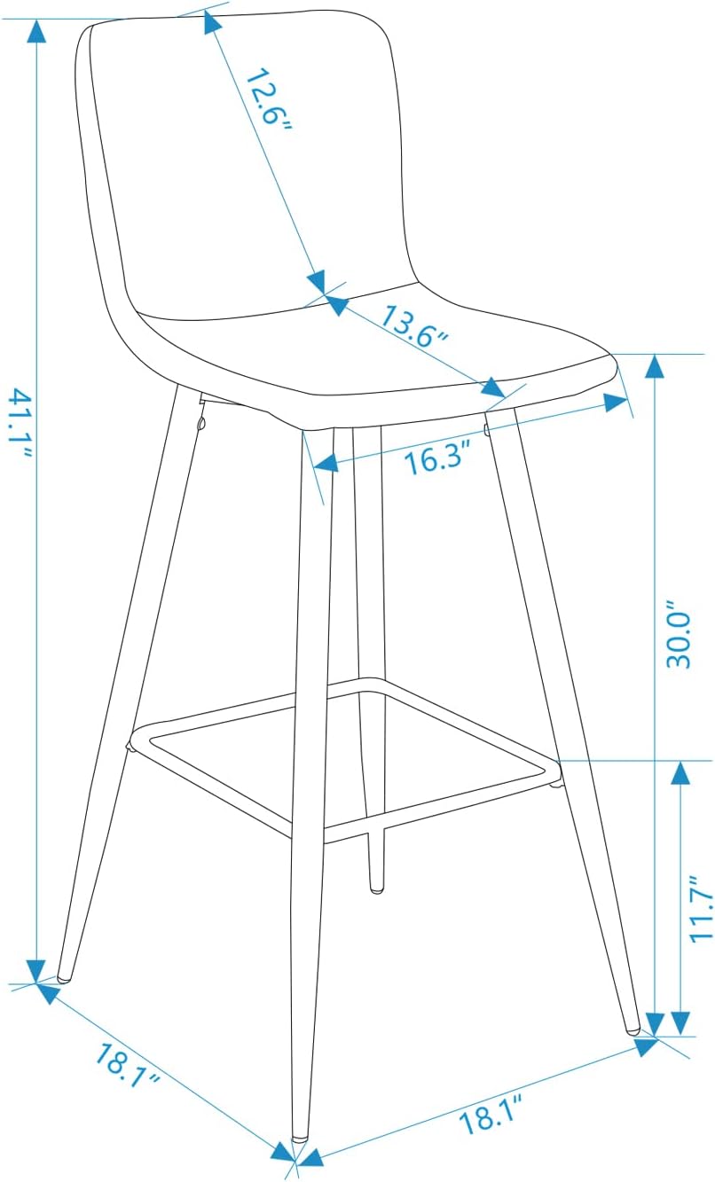 Juego de 2 taburetes de bar, tapizados de tela, altura de mostrador, respaldo...