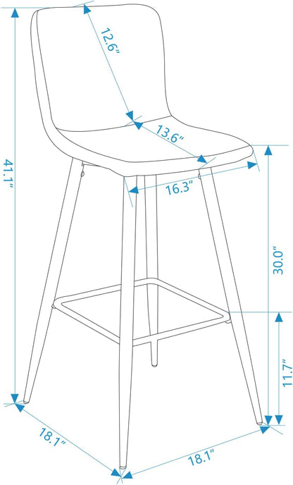 Juego de 2 taburetes de bar, tapizados de tela, altura de mostrador, respaldo...