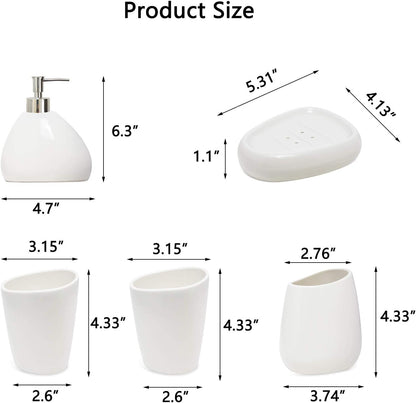 Juego de accesorios de baño de cerámica blanca, juego de encimera de tocador de