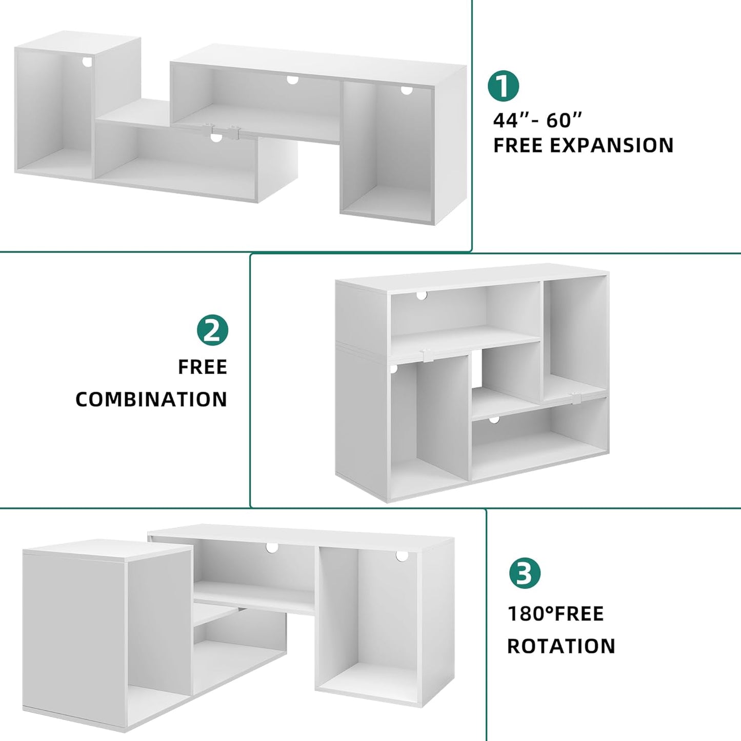 YITAHOME Soporte de TV DIY con tira LED, moderno centro de entretenimiento...