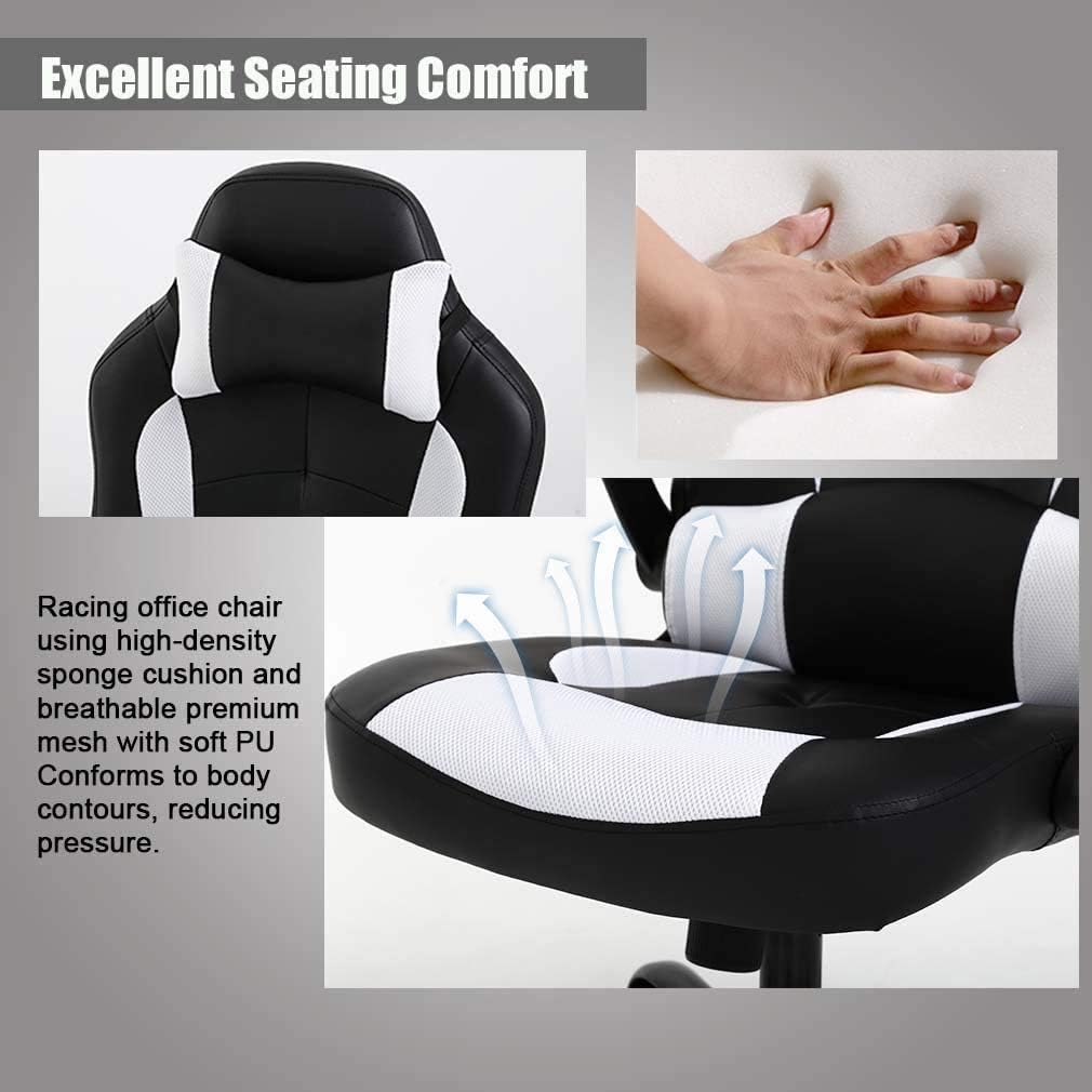 Silla para PC y jugar videojuegos con estilo de carreras. Silla ejecutiva de...