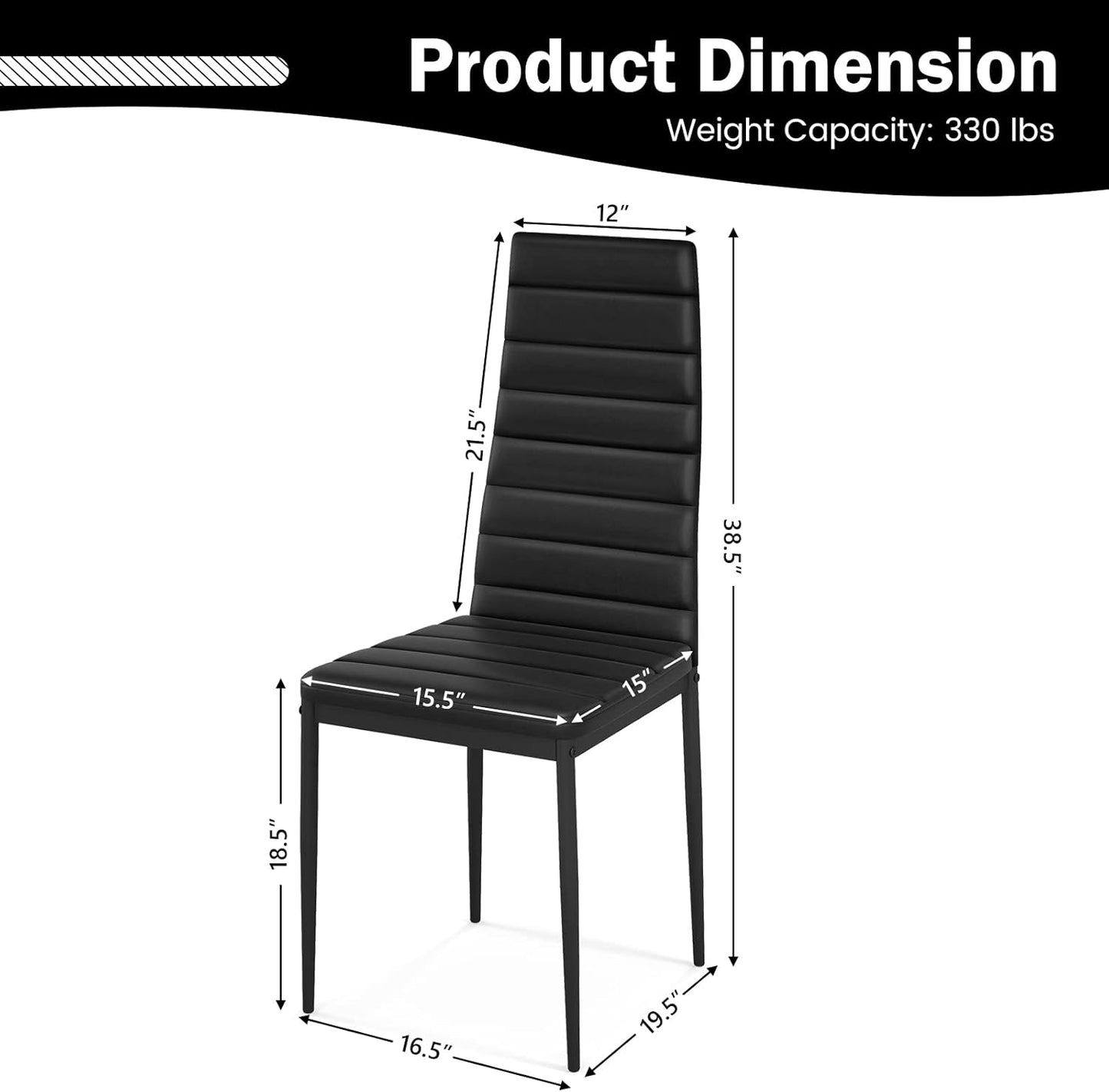 Giantex Juego de 6 sillas de comedor de metal de cloruro de polivinilo negro,...