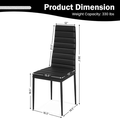 Giantex Juego de 6 sillas de comedor de metal de cloruro de polivinilo negro,...