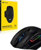 Corsair Dark Core RGB Pro, ratón óptico inalámbrico FPSMOBA para juegos con...