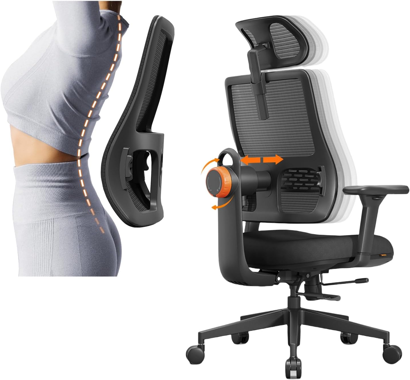 Newtral Silla ergonómica de oficina en casa, silla de escritorio de respaldo...