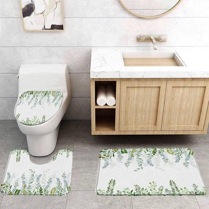 Juego de 3 alfombras de baño de hojas verdes, acuarela, verde salvia, plantas