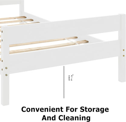 Base de cama individual de madera con cabecero y estribo, base de colchón de