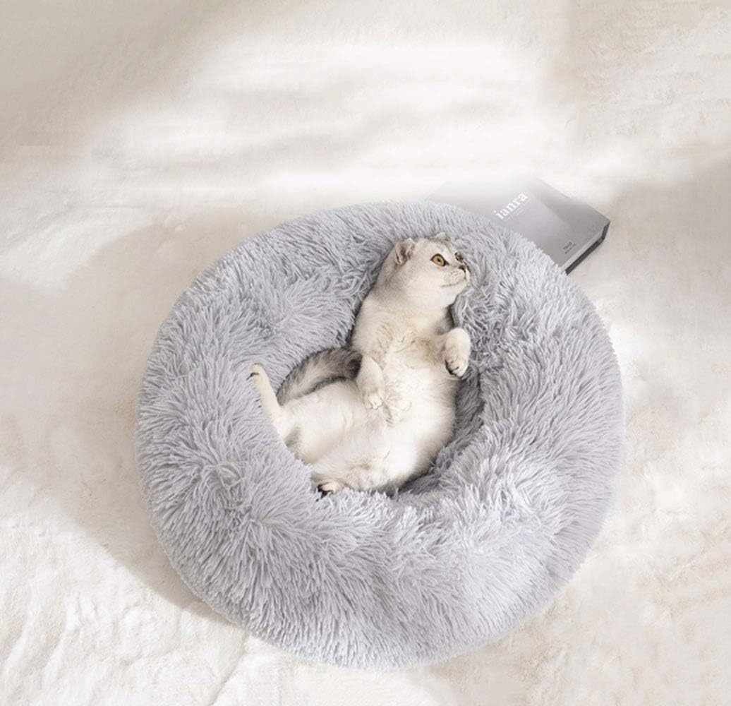 BODISEINT - Moderna cama redonda de felpa suave para gatos o perros pequeños,...
