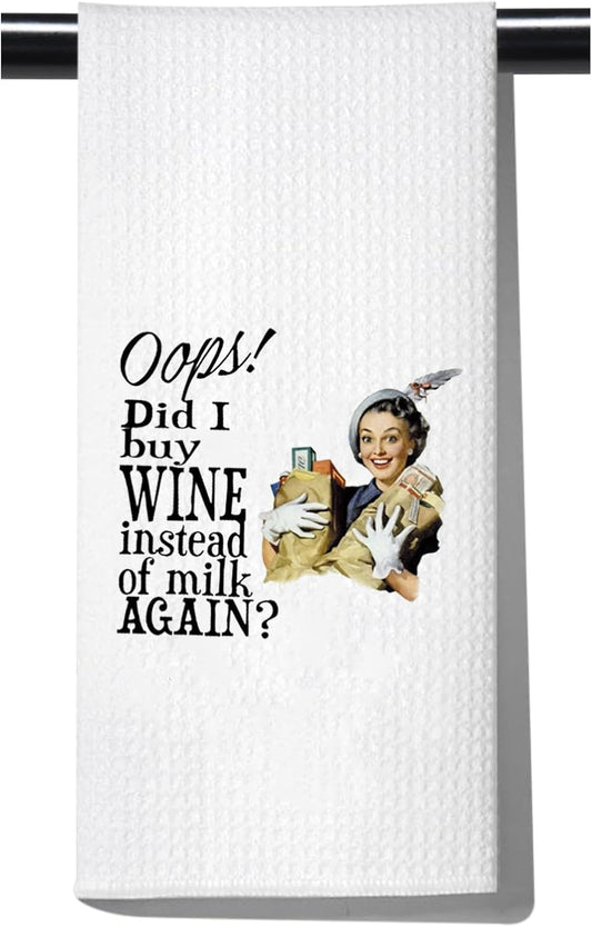 POFULL Toalla de cocina retro de vino ama de casa Compré vino en lugar de...