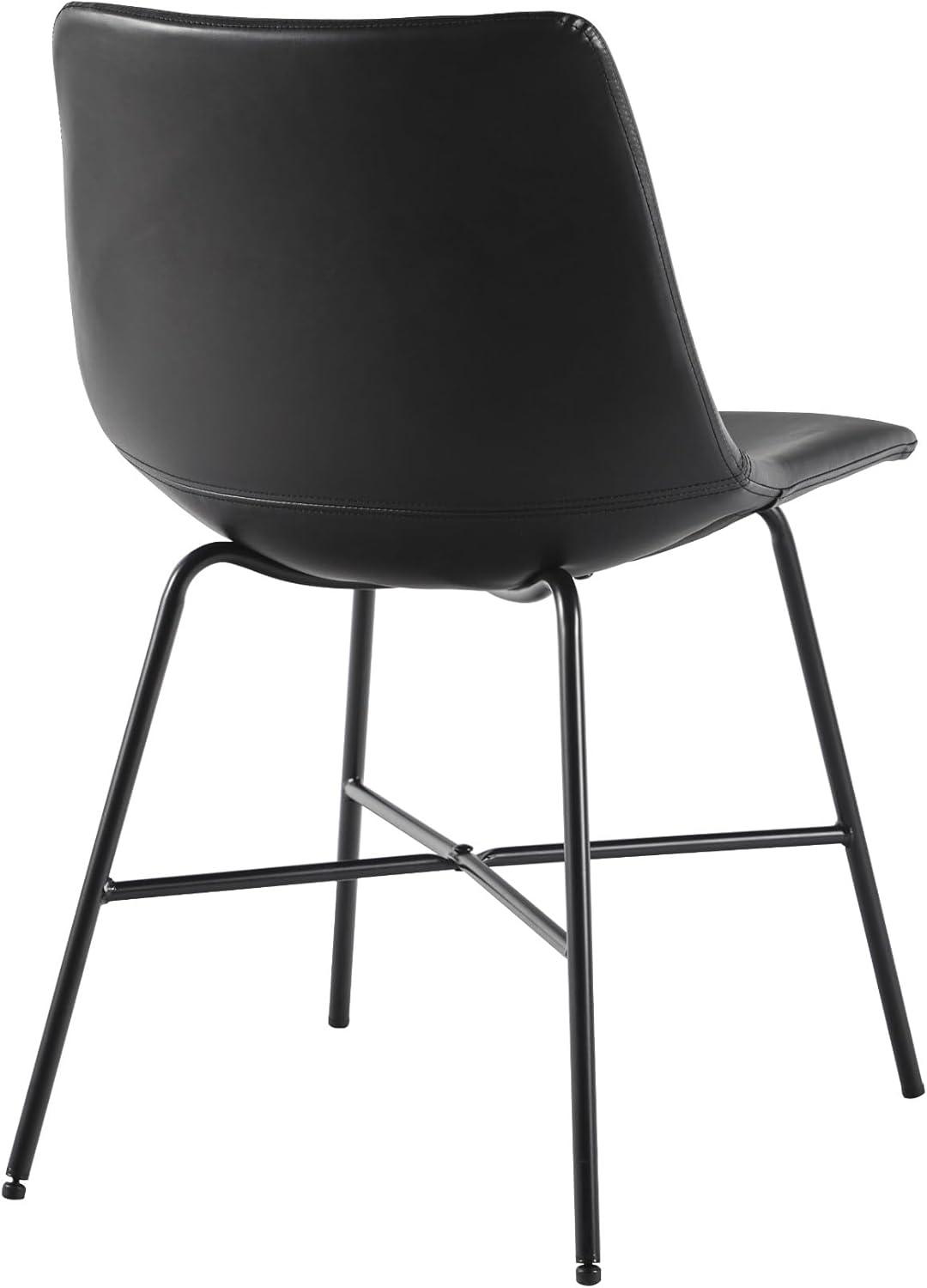 Walker Mid-Century Silla de comedor tapizada moderna con base en X de metal,