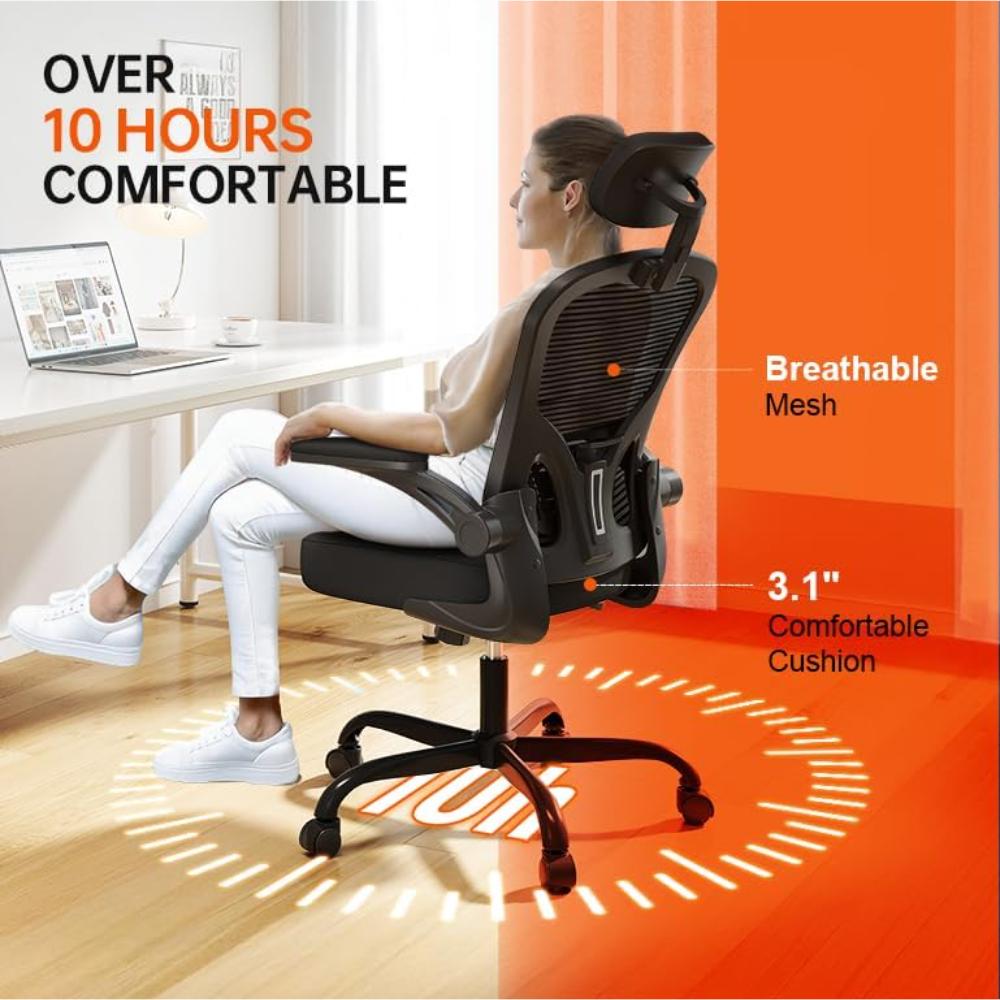 Silla de oficina Synorla Negro ergonómica de 330 libras