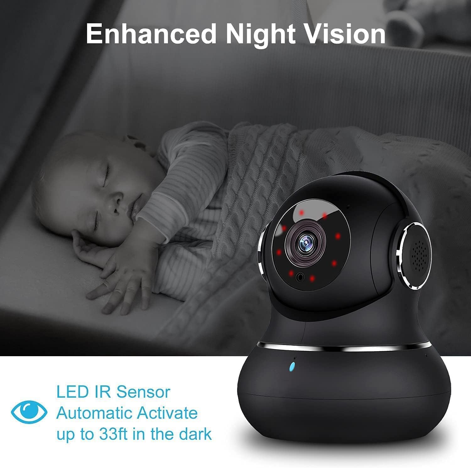 litokam Cámara de seguridad interior 2K, cámaras de 360 para seguridad del...