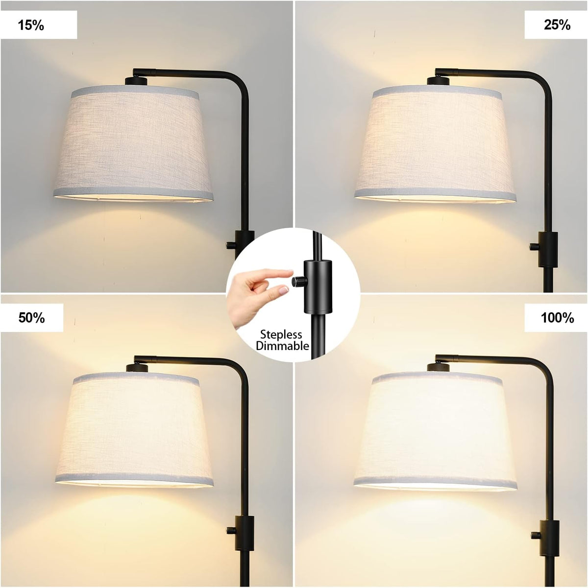 Lámpara de Pie Regulable, Bombilla LED Edison de 1000 Lúmenes Incluida