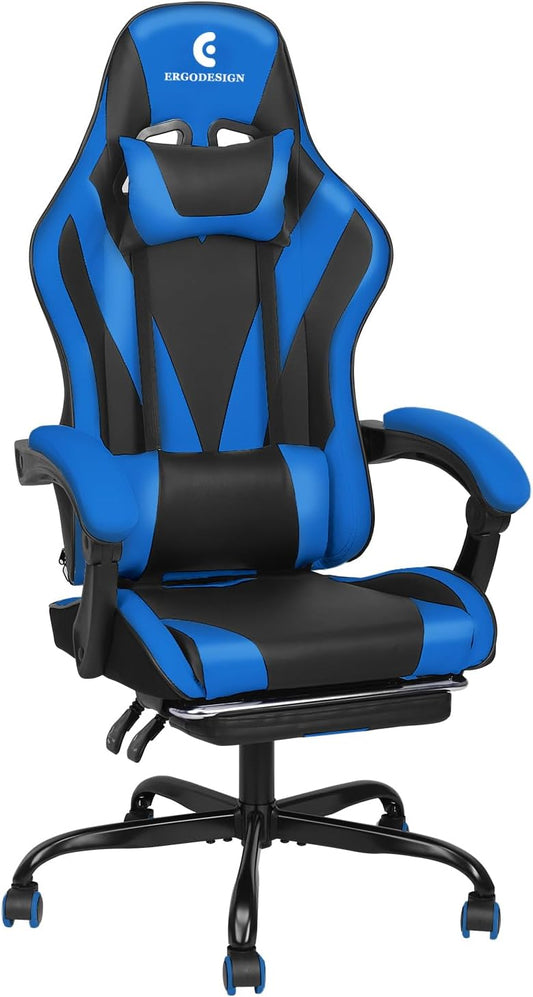 Silla de juegos con reposabrazos y reposapiés Linkage, silla de videojuegos de...