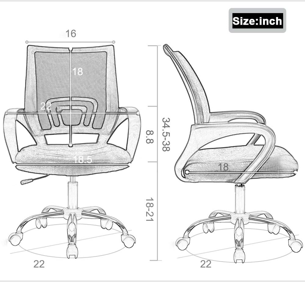 Silla de escritorio de malla, silla de oficina ergonómica, silla de computadora...