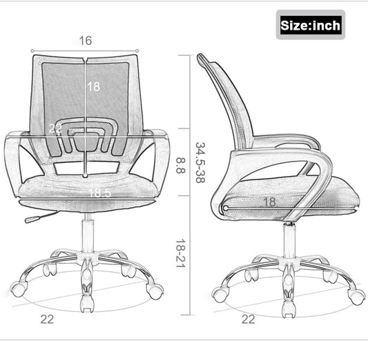 Silla de escritorio de malla, silla de oficina ergonómica, silla de computadora...