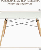 Mesa de comedor rectangular minimalista con patas redondas de madera de haya