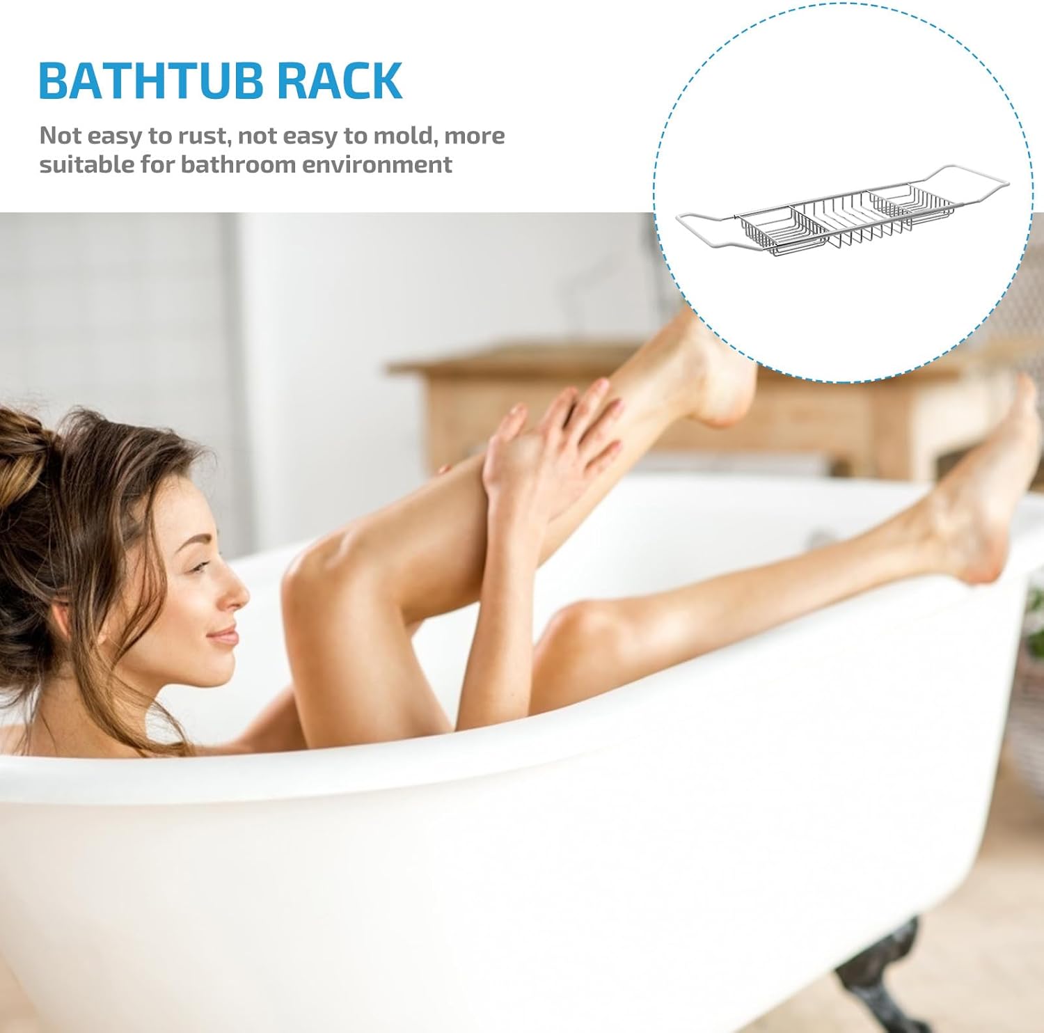 Bandeja de bañera expandible para bañera Bandeja de bañera de acero inoxidable...