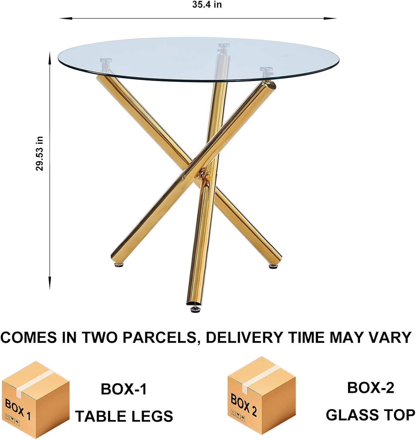 Mesa de comedor redonda de vidrio para 2-4, mesa de comedor de 35.4 pulgadas...