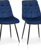 Juego de 2 sillas de comedor de terciopelo, asiento y respaldo tapizados suaves