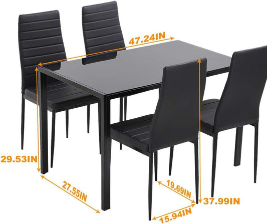 PayLessHere Juego de mesa de comedor de 5 piezas de cocina con 4 sillas de