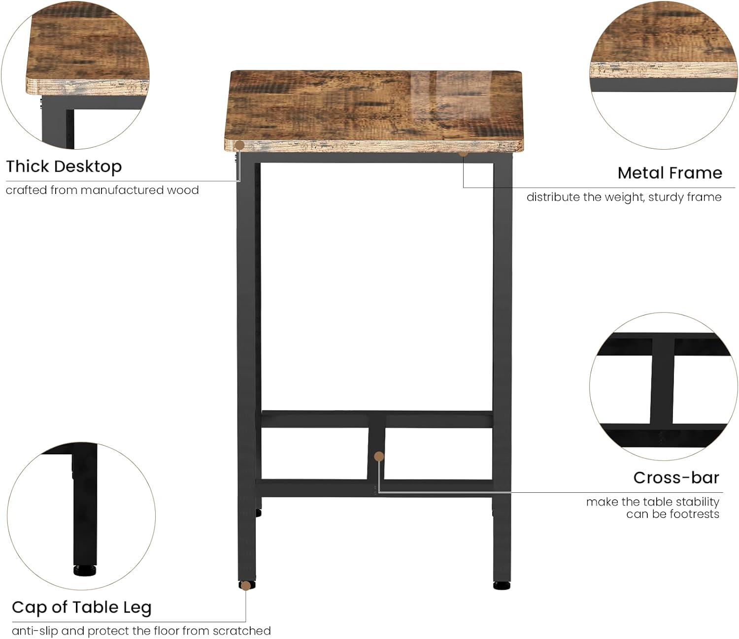 Juego de mesa y sillas de comedor de 3 piezas para espacios pequeños, juego de